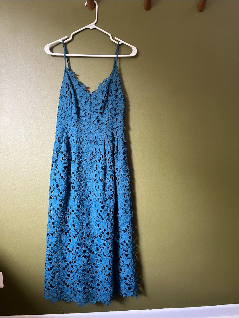 Astr Teal Blue Lace Spaghetti-Strap Maxi Dress